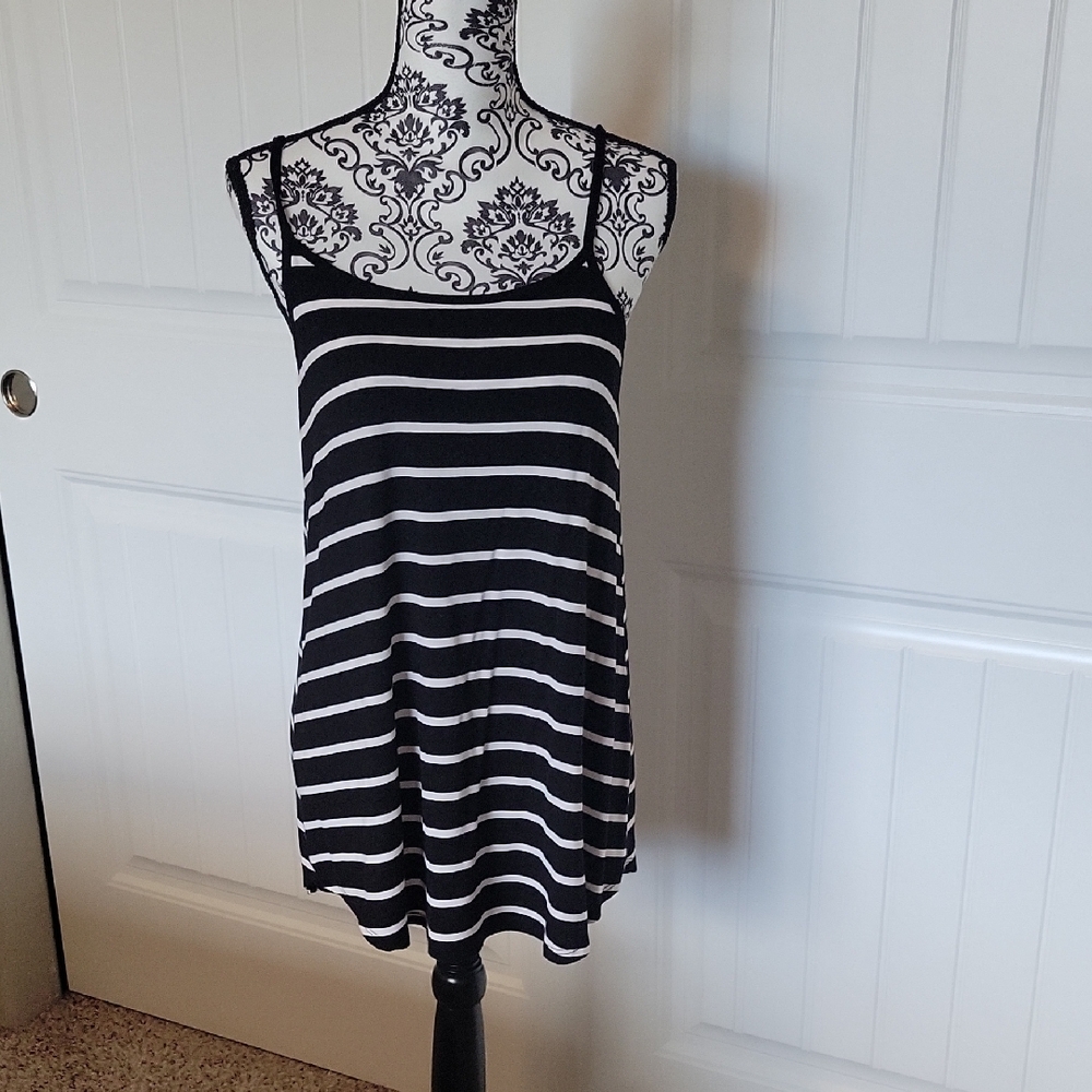 Black and White Striped Women's Top
